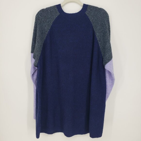 Logo Lori Goldstein Color Block Long Tunic Sweater 2X Womens Relaxed Blue Purple - Picture 2 of 8